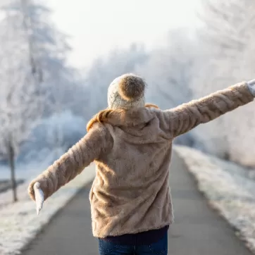 Woman walking in the winter