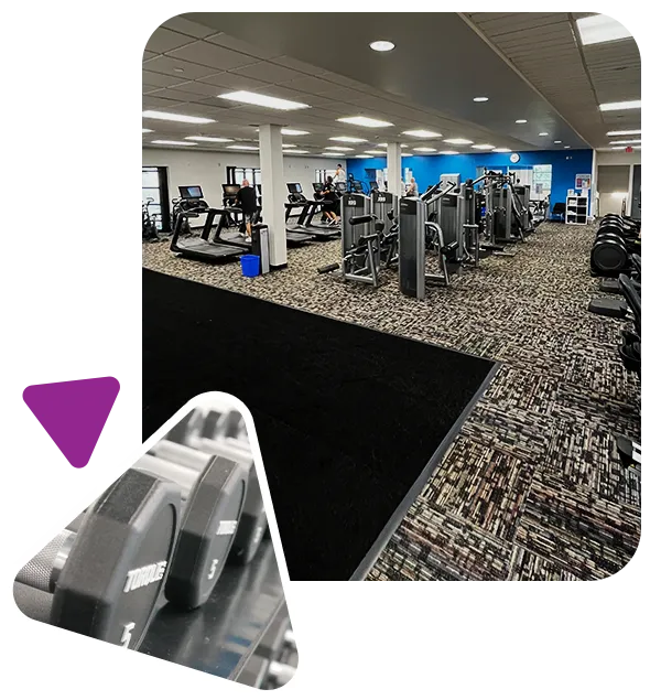Photo collage of YMCA weight room