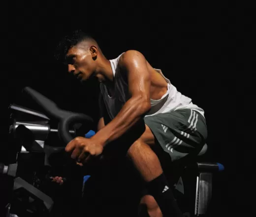 man on a stationary bike