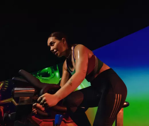 woman on stationary bike